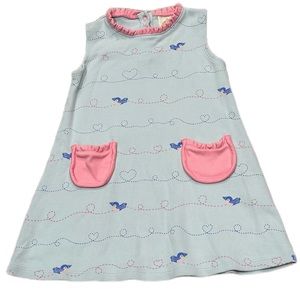 Size 3 Beaufort Bonnet Company Knit Dress - Blue Bird Pink Pocket